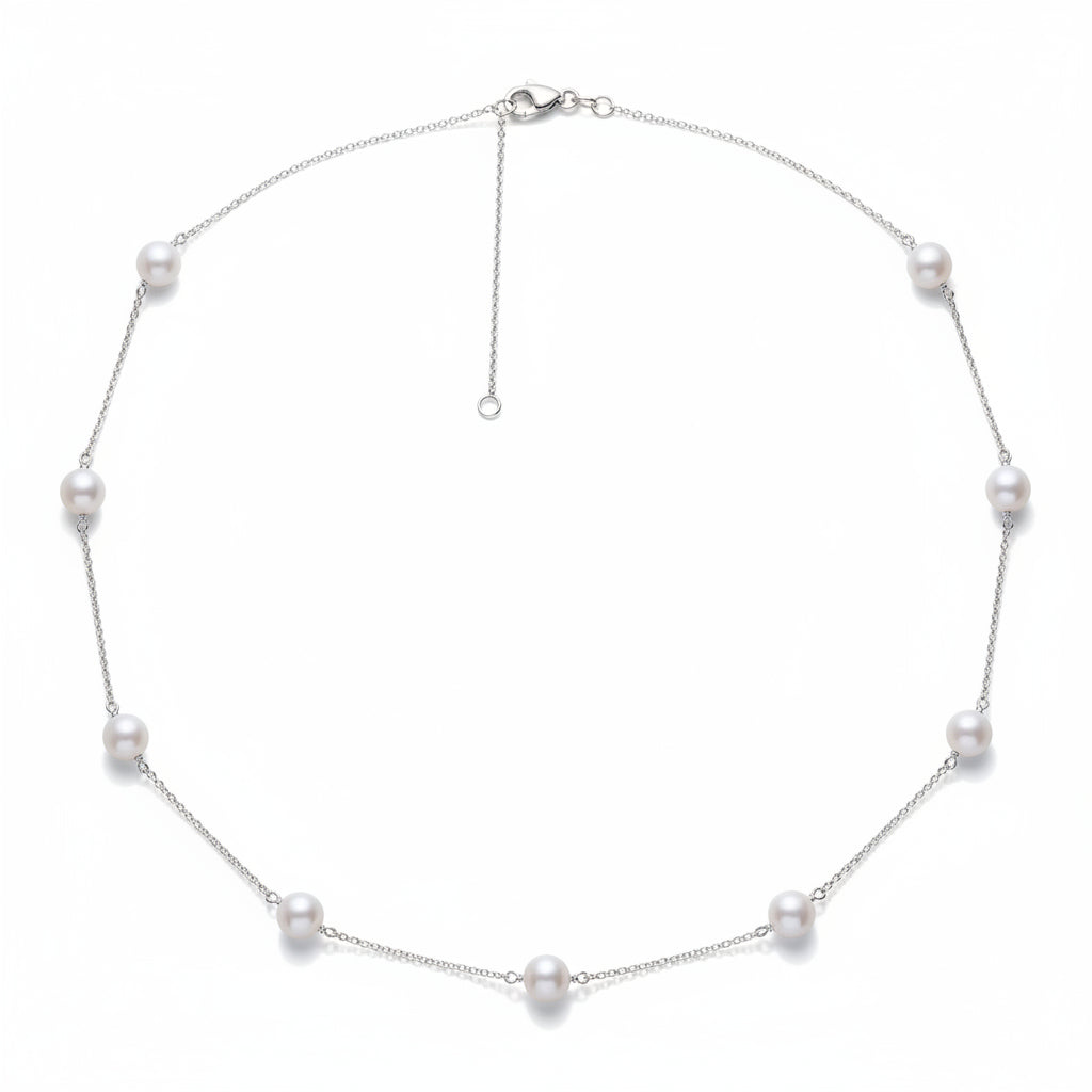 Sterling Silver Pearl Tincup Necklace