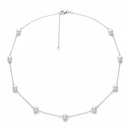 Sterling Silver Pearl Tincup Necklace