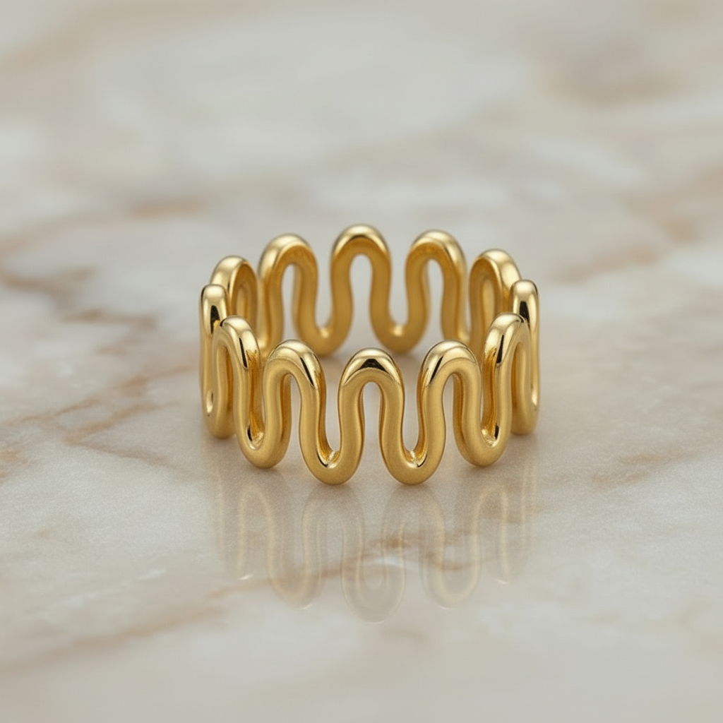Gold Plated Sterling Silver Squiggle Ring