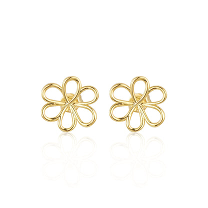 Gold-plated Surgical Steel Outline Flower Stud Earrings
