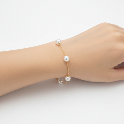 Sterling Silver Pearl Tin Cup Bracelet
