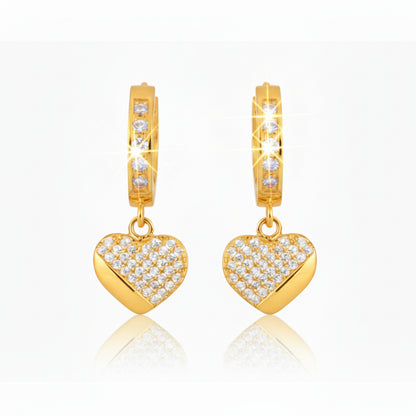 Gold Plated Surgical Steel ¾ CZ Heart Shaped Earrings