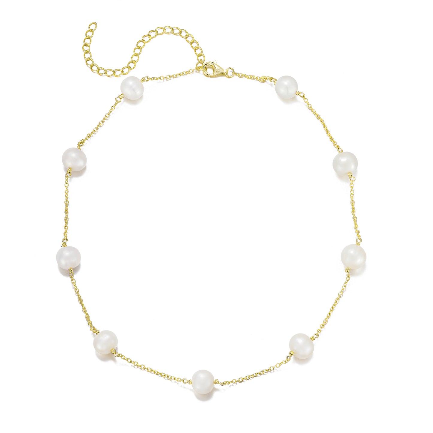 Sterling Silver Pearl Tincup Necklace