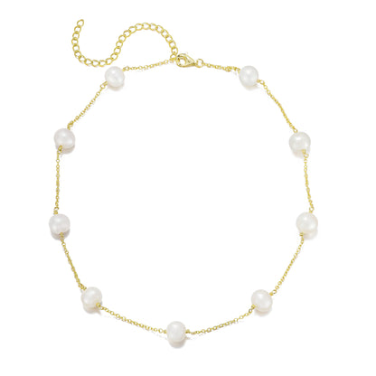 Sterling Silver Pearl Tincup Necklace
