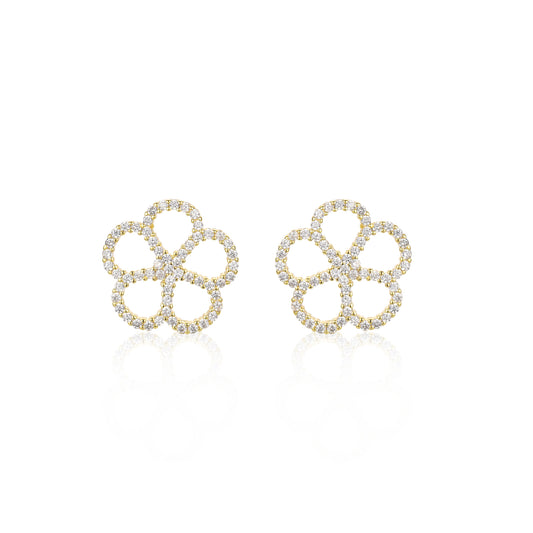 Surgical Steel CZ Flower Stud Earrings