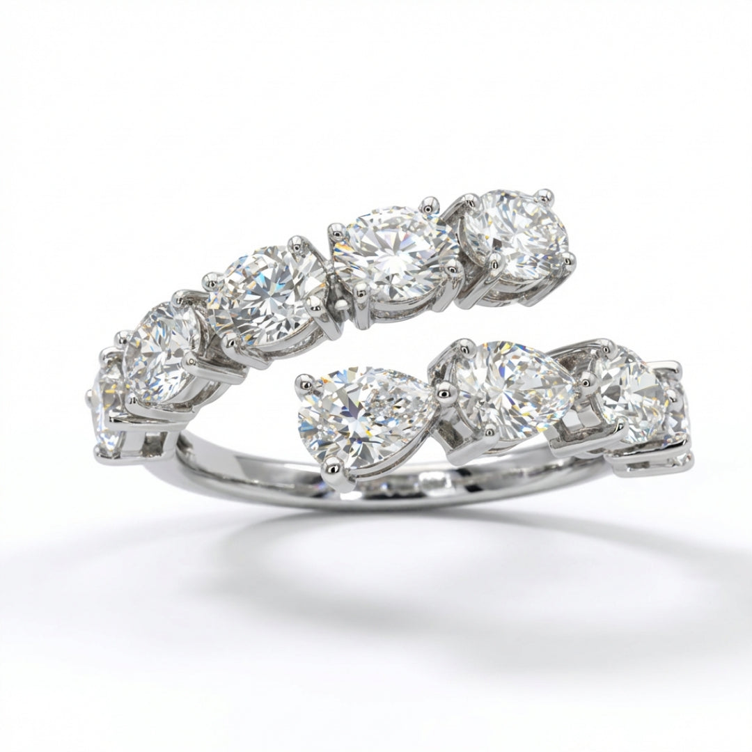 Lab Grown Diamond Ovals and Pears Bypass 14k Ring