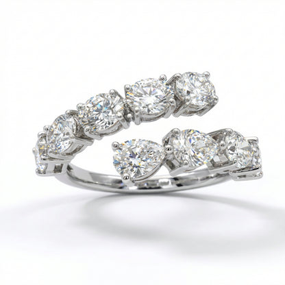 Lab Grown Diamond Ovals and Pears Bypass 14k Ring