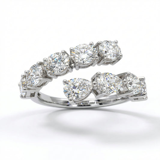 Lab Grown Diamond Ovals and Pears Bypass 14k Ring