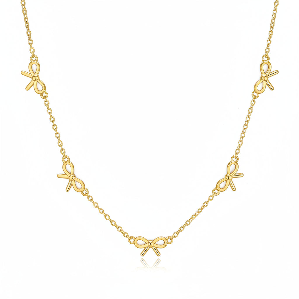 Gold Plated Sterling Silver Bowknot Necklace