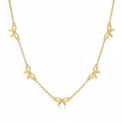 Gold Plated Sterling Silver Bowknot Necklace