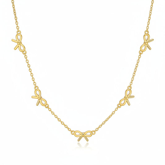 Gold Plated Sterling Silver Bowknot Necklace