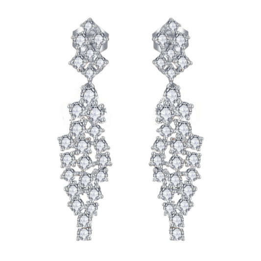 Sterling Silver Cascading Fancy Shape Dangling CZ Earring