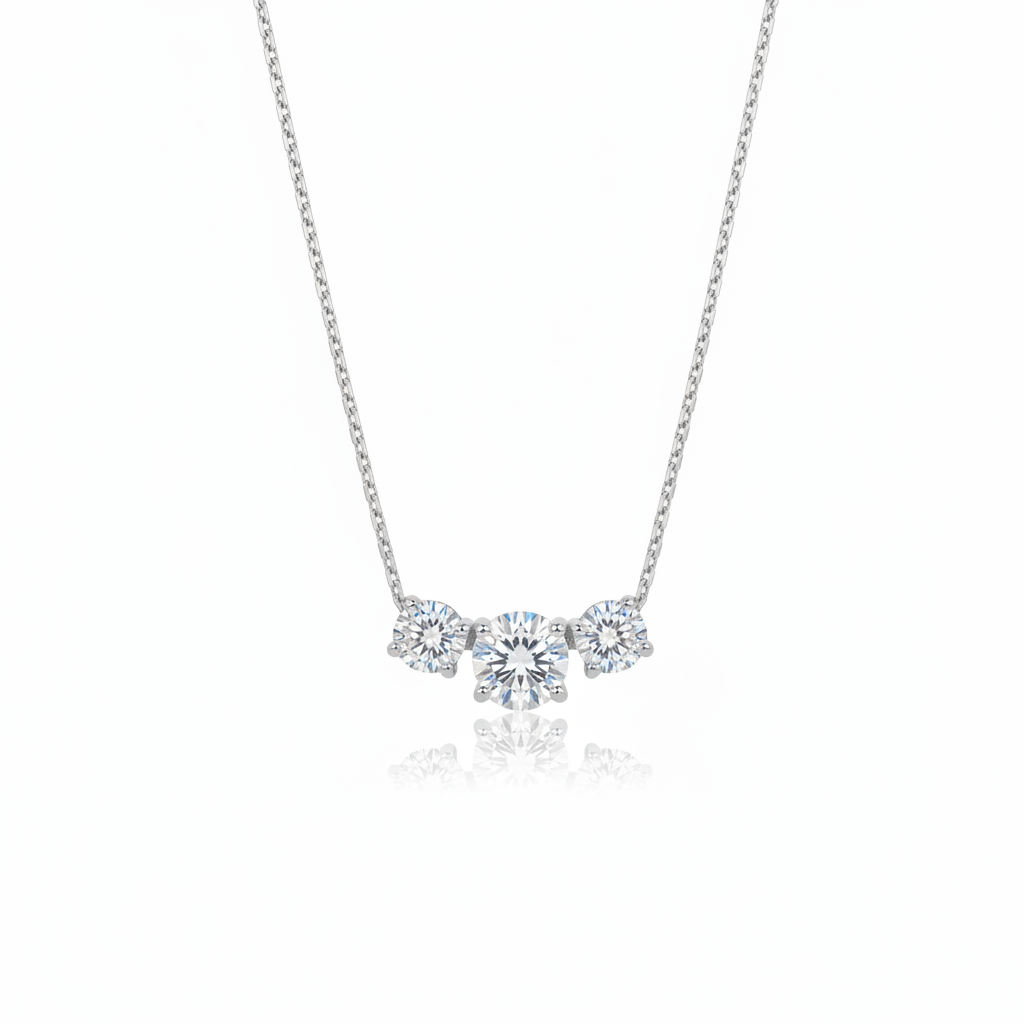 Sterling Silver 3 CZ Necklace