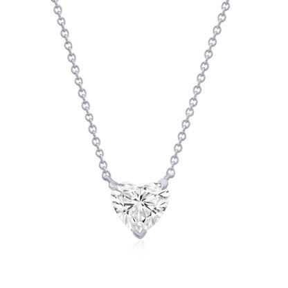 14k Gold Lab Grown Heart Shaped Diamond Solitaire Necklace