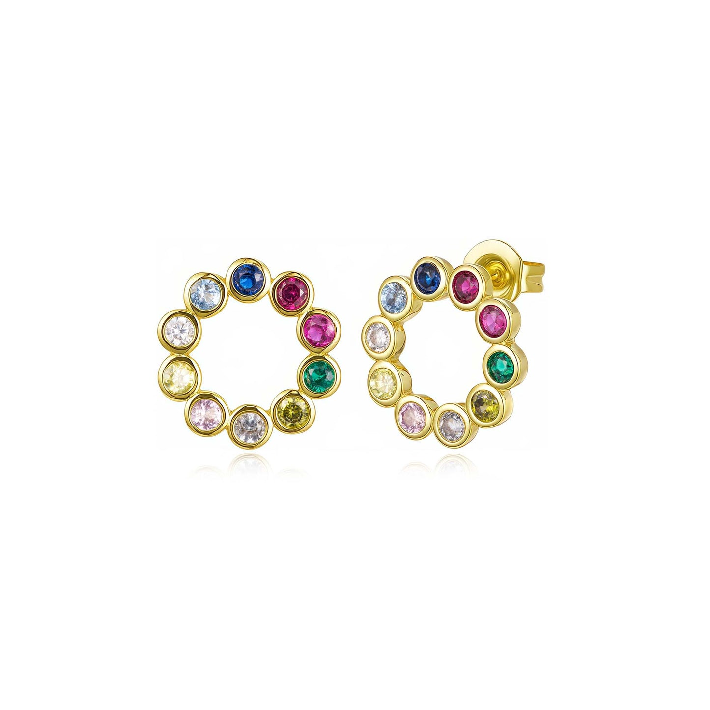 Surgical Steel Multicolor CZ Circle Stud Earrings