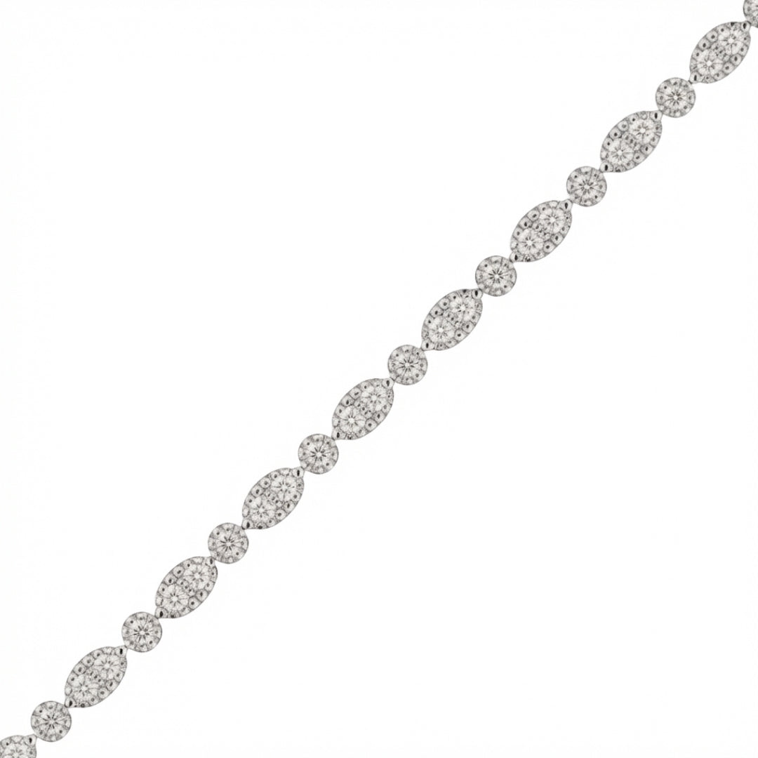 14K Gold Alternating Marquise & Round Lab Created Diamond Bracelet
