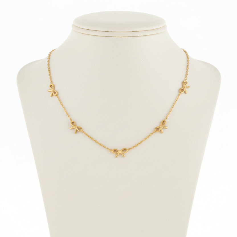 Gold Plated Sterling Silver Bowknot Necklace
