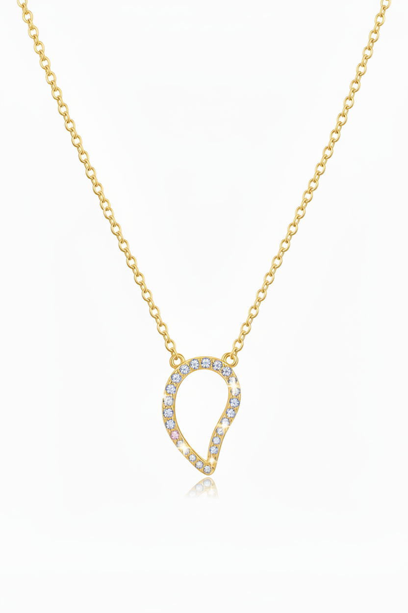 Sterling Silver Inverted Teardrop Pendant Necklace - Rhodium or Gold-plated