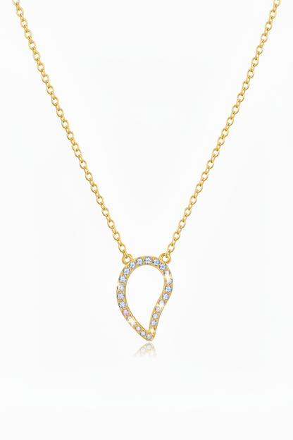 Sterling Silver Inverted Teardrop Pendant Necklace - Rhodium or Gold-plated