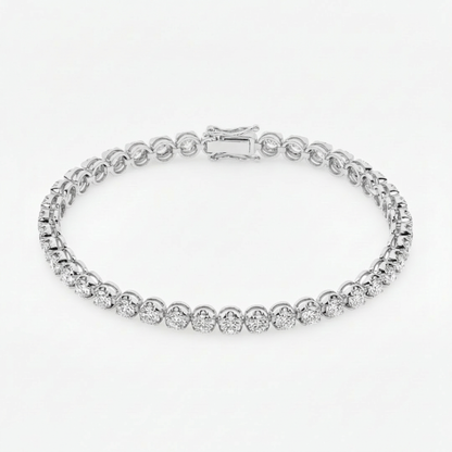 14K Buttercup Round Setting Diamond Tennis Bracelet