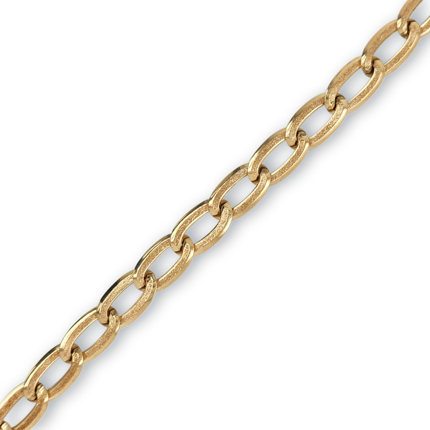 14k Gold Flat Brushed Oval Link Bracelet
