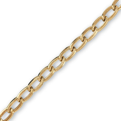 14k Gold Flat Brushed Oval Link Bracelet