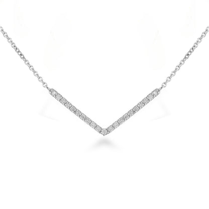 14K Lab Grown Diamond V Shaped Bar Necklace