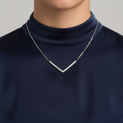 14K Lab Grown Diamond V Shaped Bar Necklace