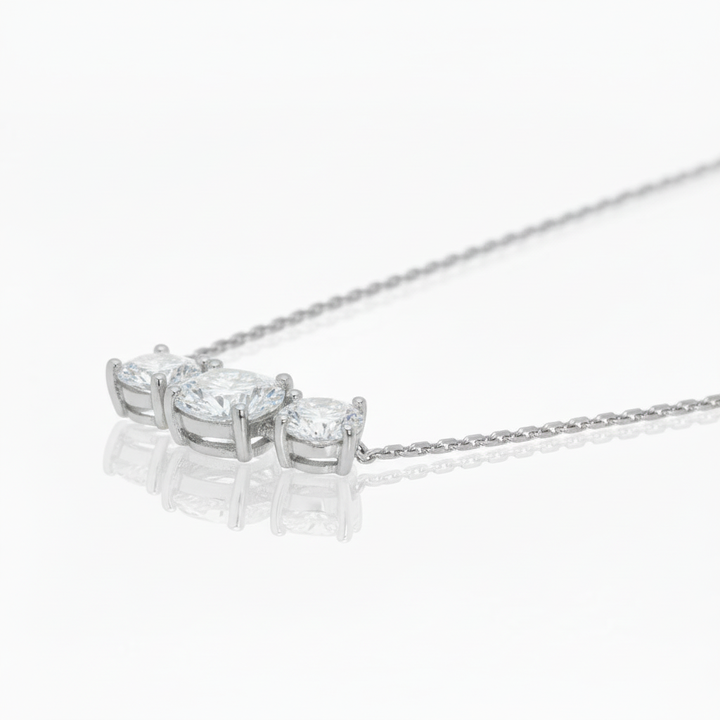 Sterling Silver 3 CZ Necklace