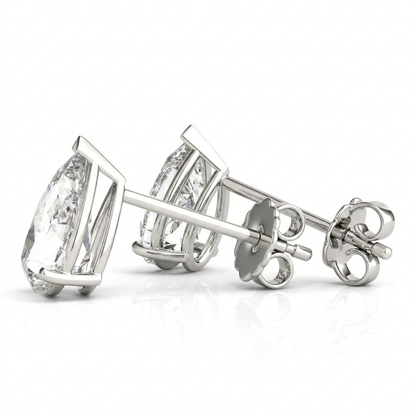 14k Lab Grown Diamond Pear Shaped Solitaire Stud Earrings