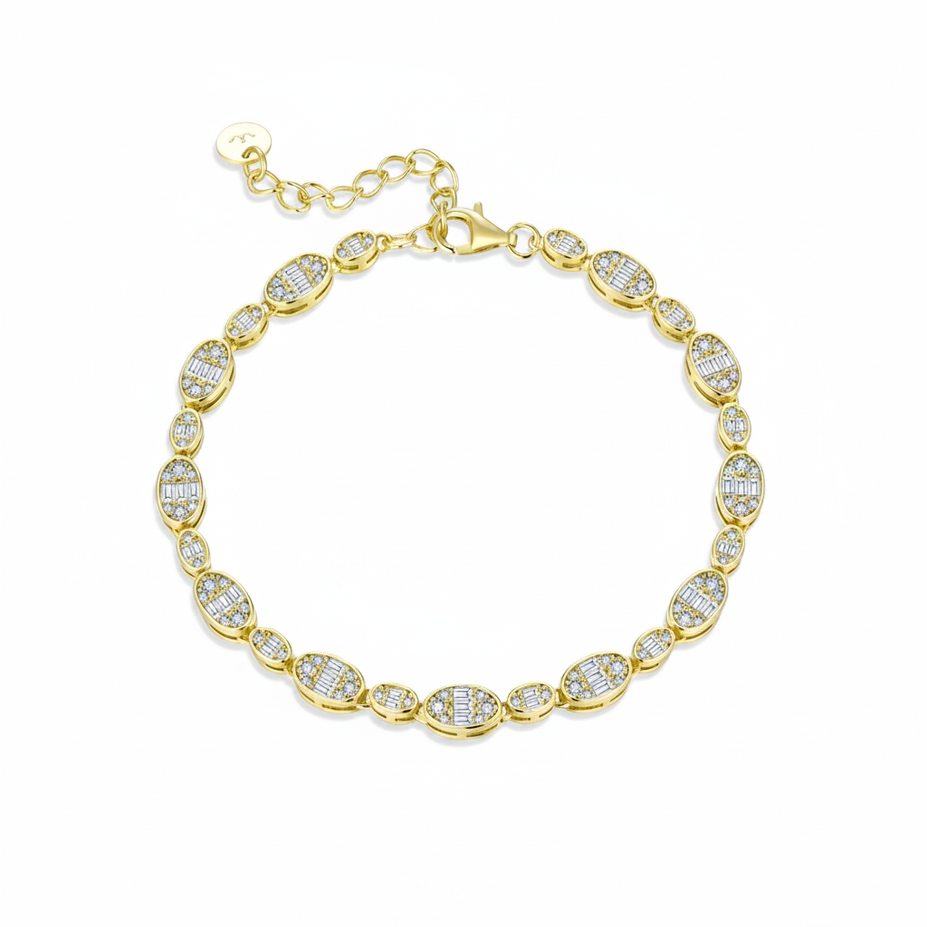 Oval Cluster CZ Link Bracelet