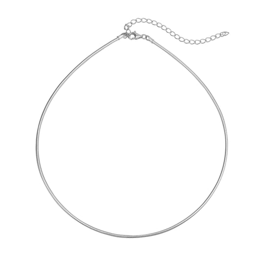 Sterling Silver Solitaire Pendant on Omega Chain Necklace Collection