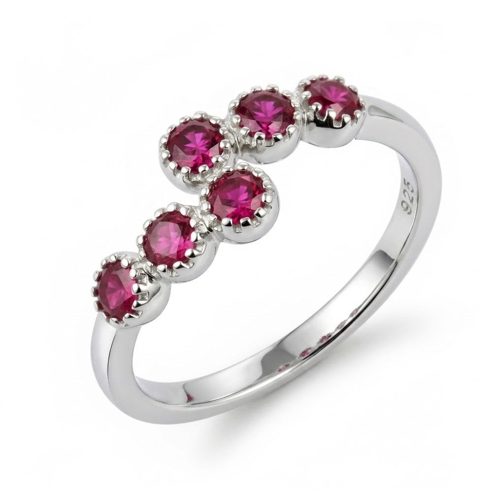 Sterling Silver Double Row CZ Bypass Crossover Ring