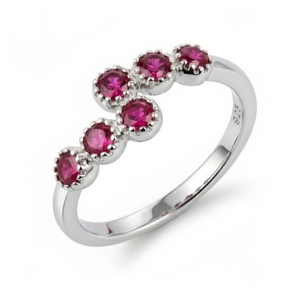 Sterling Silver Double Row CZ Bypass Crossover Ring