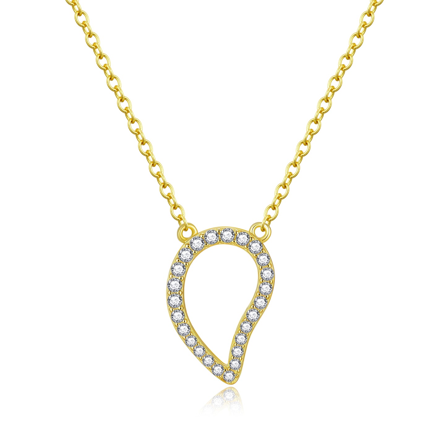 Sterling Silver Inverted Teardrop Pendant Necklace - Rhodium or Gold-plated