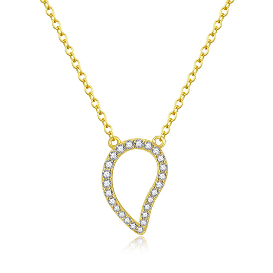 Sterling Silver Inverted Teardrop Pendant Necklace - Rhodium or Gold-plated
