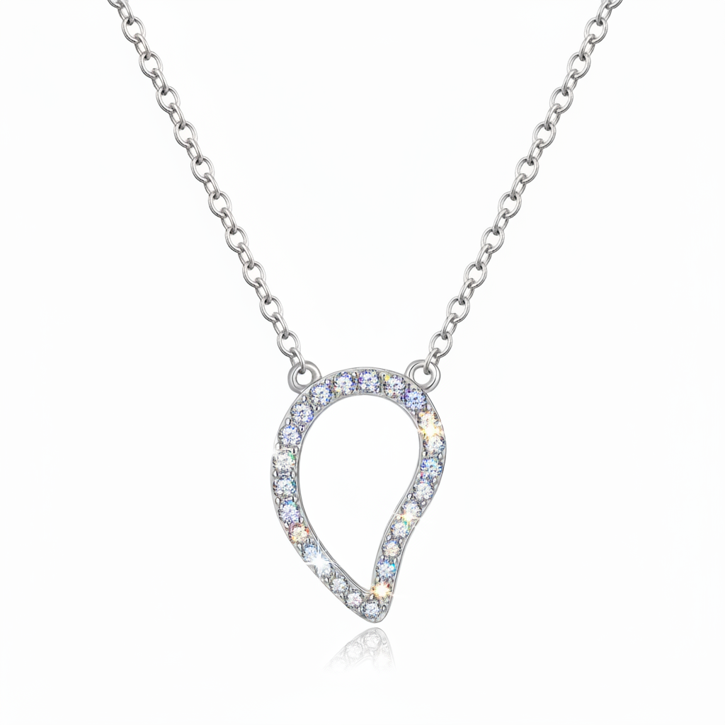 Sterling Silver Inverted Teardrop Pendant Necklace - Rhodium or Gold-plated