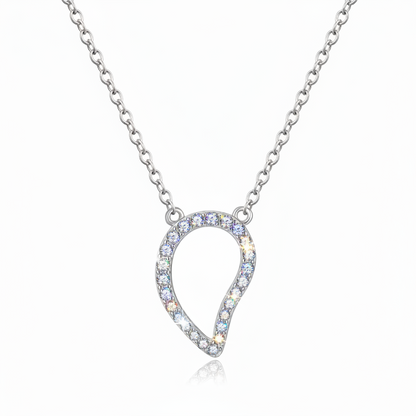 Sterling Silver Inverted Teardrop Pendant Necklace - Rhodium or Gold-plated