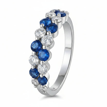 Sterling Silver Double Row CZ Band Ring