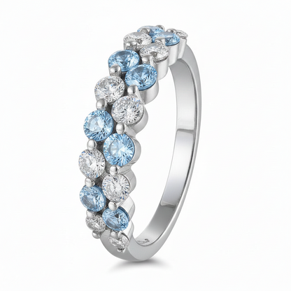 Sterling Silver Double Row CZ Band Ring