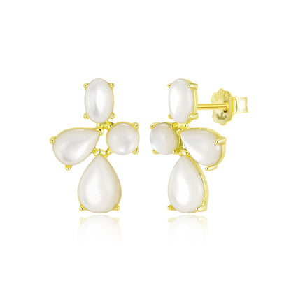 Sterling Silver Gold Plated Multishaped Mother of Pearl Stud Earring