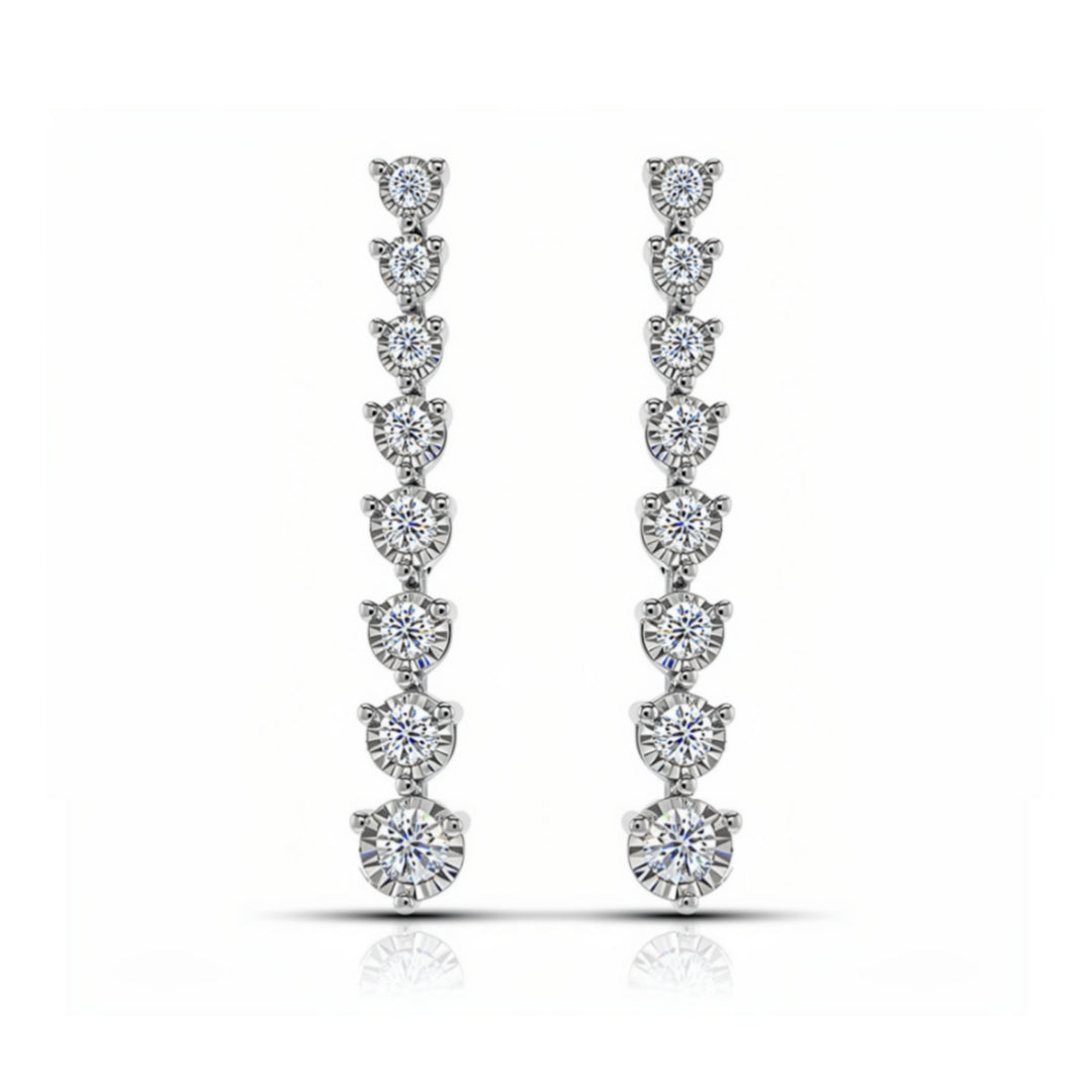 14K Gold Lab Grown Diamond Graduated Tennis Earrings