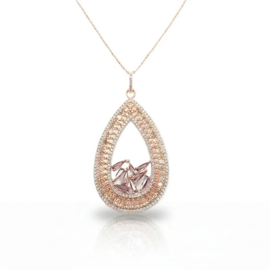 Rose Gold Plated Sterling Silver Teardrop Pendant Necklace