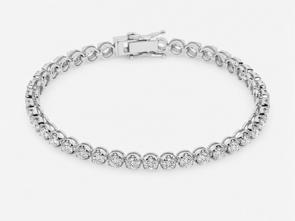 14K Buttercup Round Setting Diamond Tennis Bracelet