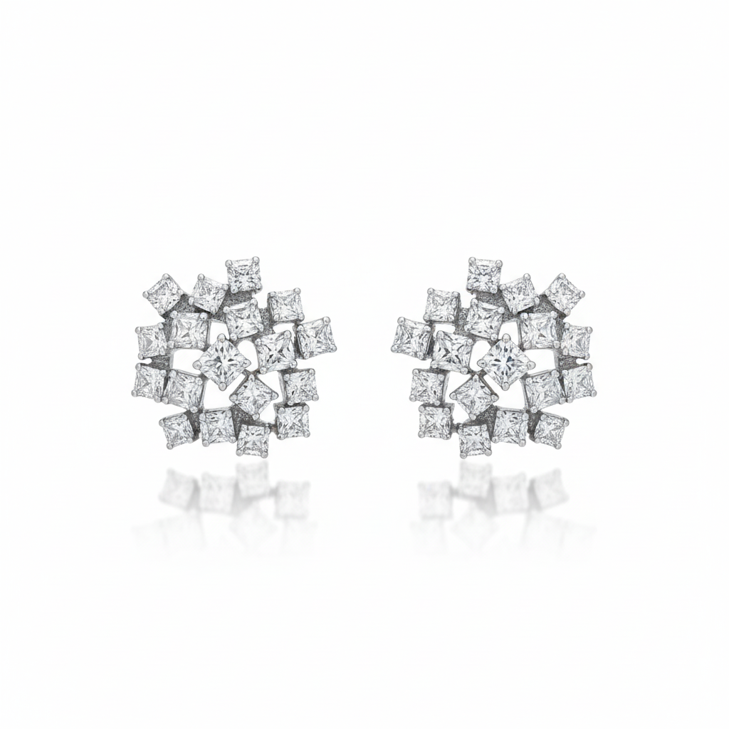 14K Lab Grown Diamond Cluster Earrings