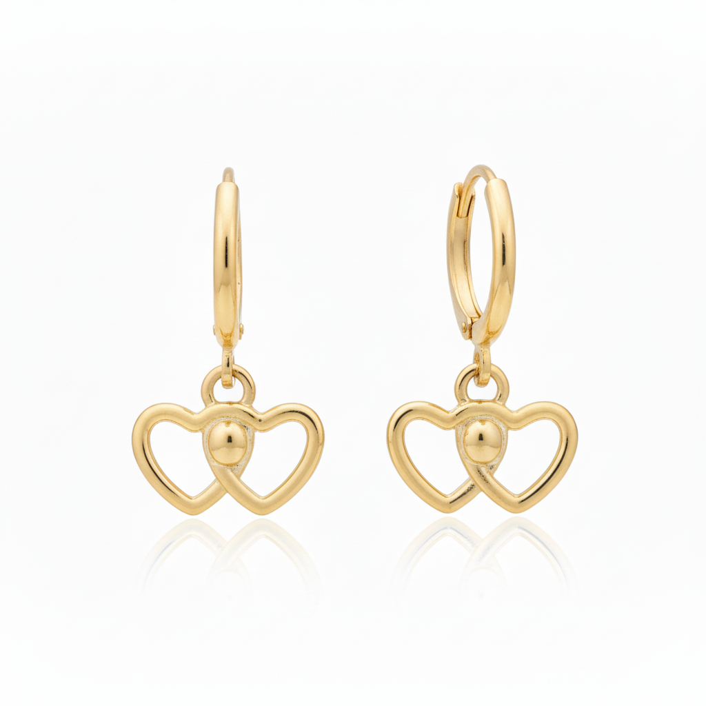 Surgical Steel Tiny Double Heart Shaped Earrings