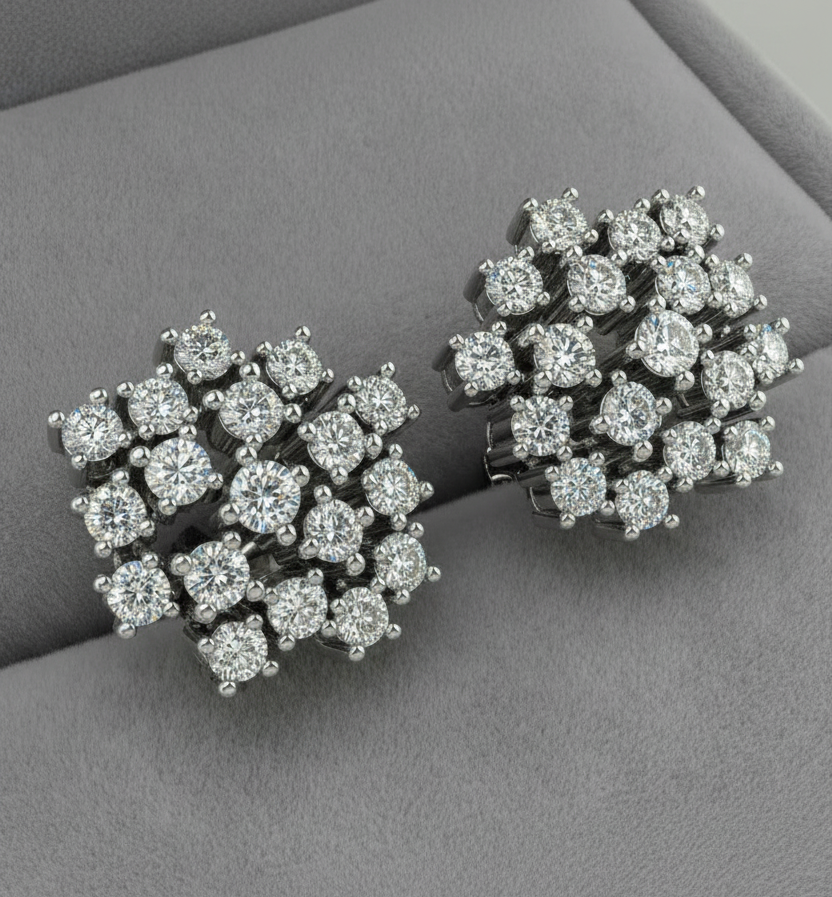 14K Lab Grown Diamond Cluster Earrings