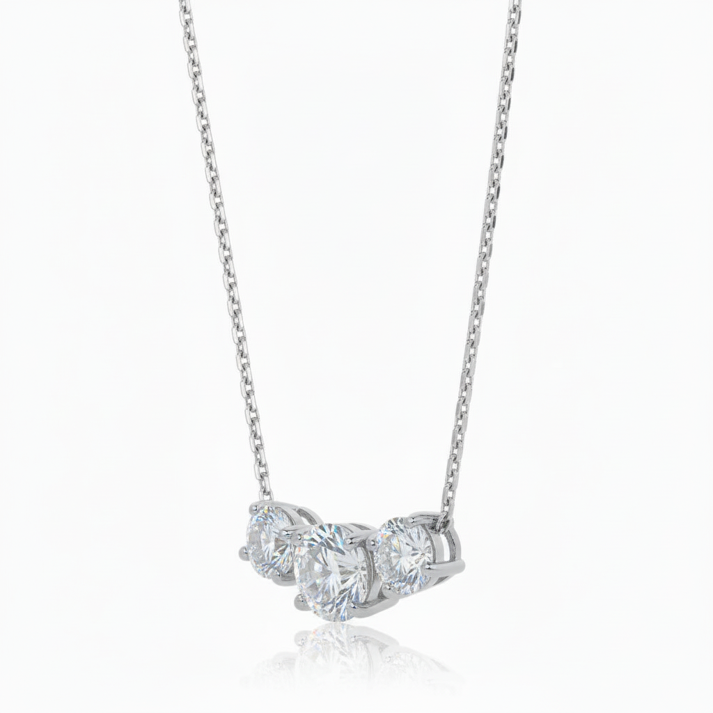 Sterling Silver 3 CZ Necklace