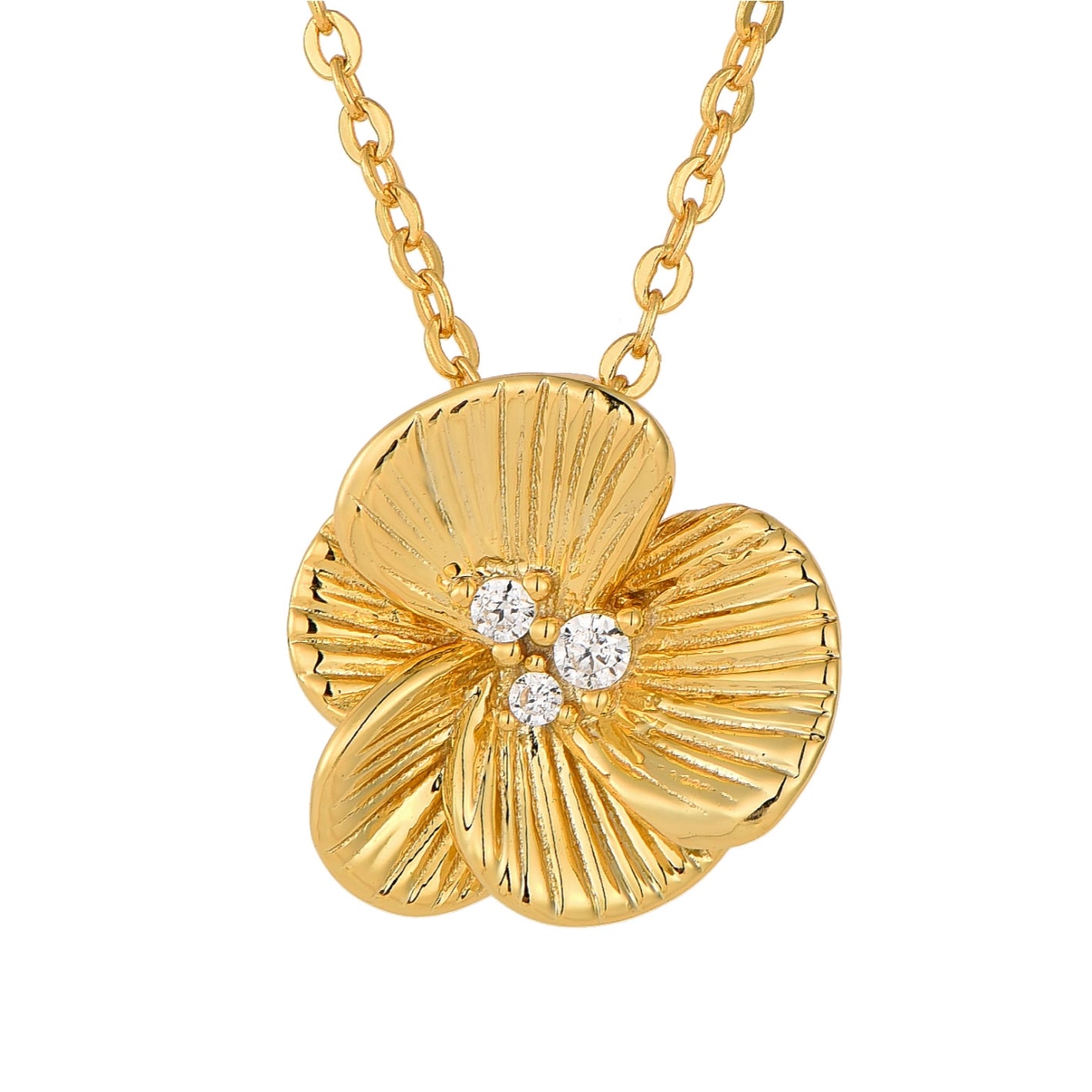 Gold-plated Sterling Silver Textured and Layered Pendant Necklace