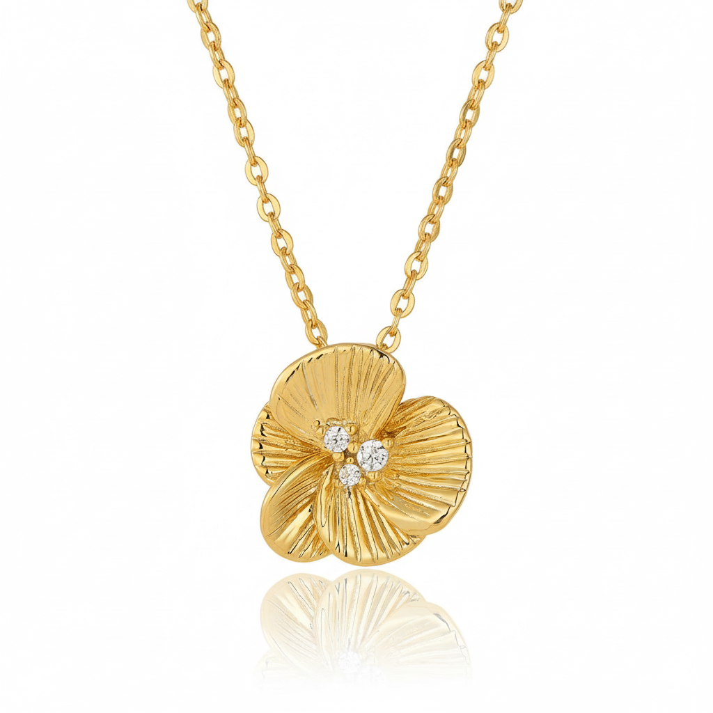 Gold-plated Sterling Silver Textured and Layered Pendant Necklace